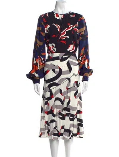 Pre-owned Msgm Printed Midi Length Dress In Black