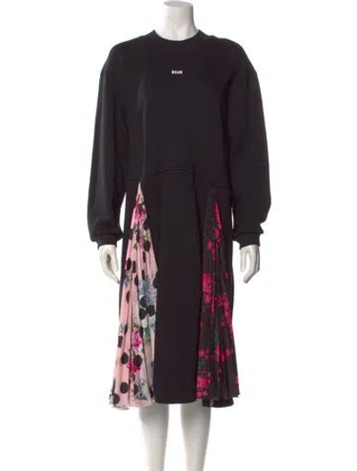 Pre-owned Msgm Printed Midi Length Dress In Black