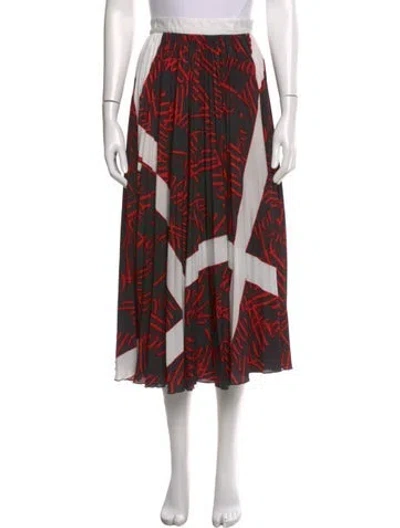 Pre-owned Msgm Printed Midi Length Skirt In Red