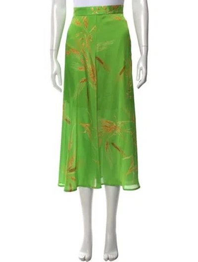 Pre-owned Msgm Printed Midi Length Skirt W/ Tags In Green