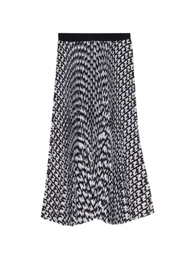 Msgm Printed Midi Pleated Skirt In Black