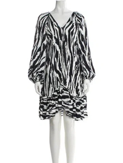 Pre-owned Msgm Printed Mini Dress In Black