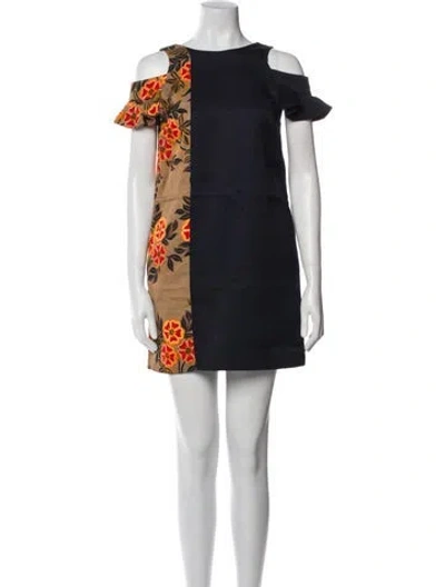 Pre-owned Msgm Printed Mini Dress In Blue