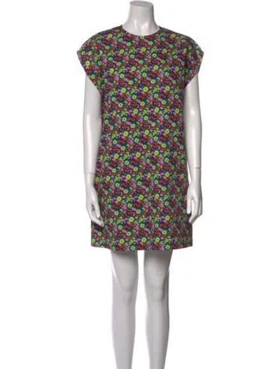 Pre-owned Msgm Printed Mini Dress In Blue