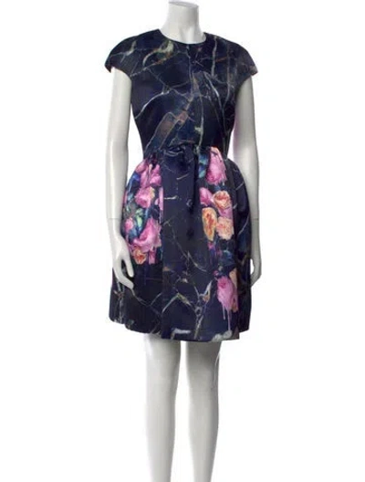Pre-owned Msgm Printed Mini Dress In Blue