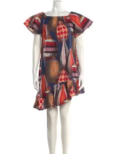 Pre-owned Msgm Printed Mini Dress In Blue