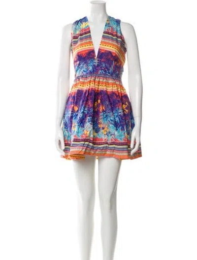Pre-owned Msgm Printed Mini Dress In Blue