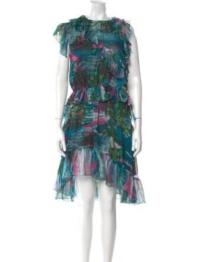 Pre-owned Msgm Printed Mini Dress In Blue