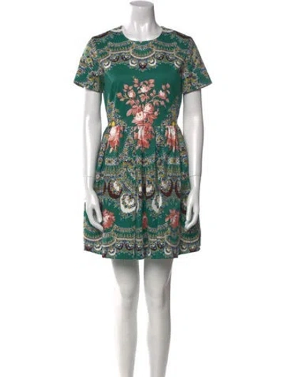 Pre-owned Msgm Printed Mini Dress In Green