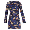 Msgm Printed Mini Dress In Blue Polyester In Blue