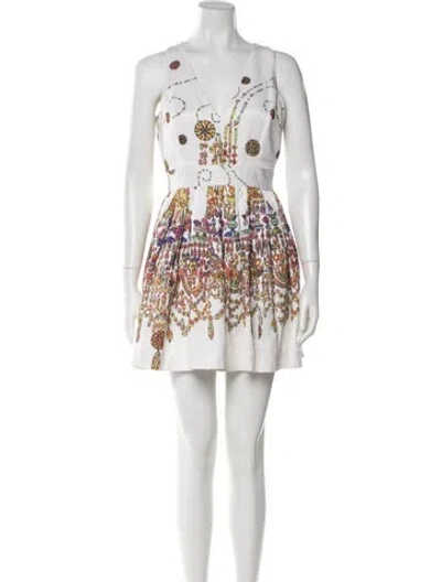 Pre-owned Msgm Printed Mini Dress In Neutral