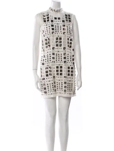 Pre-owned Msgm Printed Mini Dress W/ Tags In White
