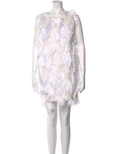 Pre-owned Msgm Printed Mini Dress In White