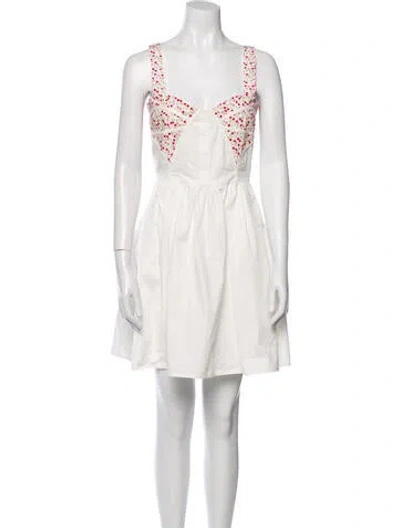 Pre-owned Msgm Printed Mini Dress In White