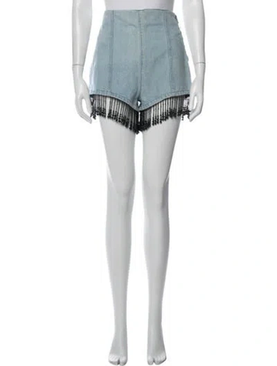 Pre-owned Msgm Printed Mini Shorts In Blue
