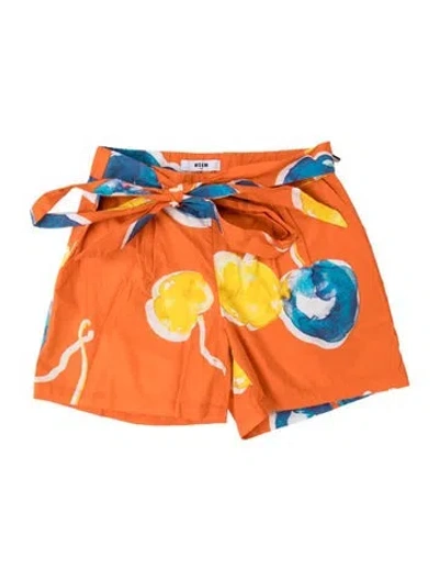 Pre-owned Msgm Printed Mini Shorts In Orange
