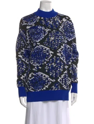 Pre-owned Msgm Printed Mock Neck Sweater In Blue
