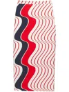 Msgm Red Skirt With Pencil Design And All-over Printed Motif In White