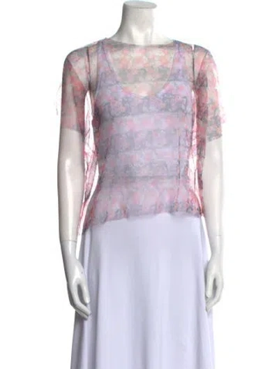 Pre-owned Msgm Printed Scoop Neck T-shirt W/ Tags In Multi