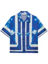 Msgm Floral-patterned Blue Shirt In Blue