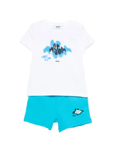 Msgm Babies' Printed Short Set In Multi