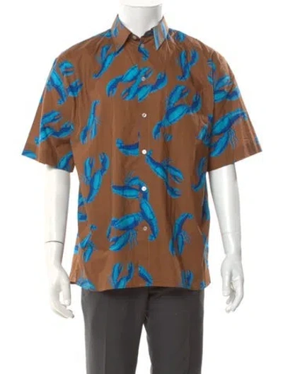 Pre-owned Msgm Printed Short Sleeve Shirt In Brown