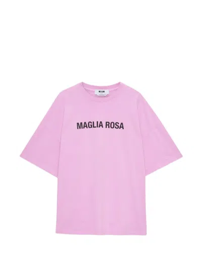 Msgm Printed Short-sleeve T-shirt In Pink