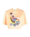 Msgm Printed Short T-shirt In Nude