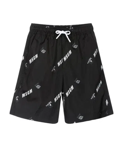 Msgm Printed Shorts In Black