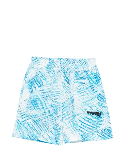 Msgm Kids' Printed Shorts In Blue