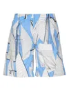 Msgm Printed Shorts In Light Blue
