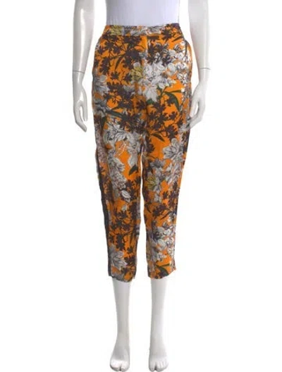 Pre-owned Msgm Printed Skinny Leg Pants In Yellow
