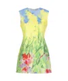 Msgm Yellow Cotton Dress In Green