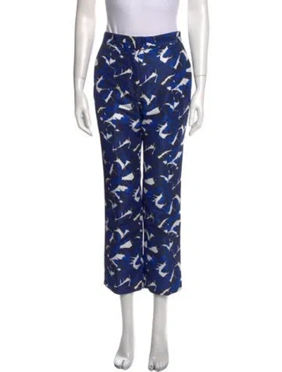 Pre-owned Msgm Printed Straight Leg Pants In Blue