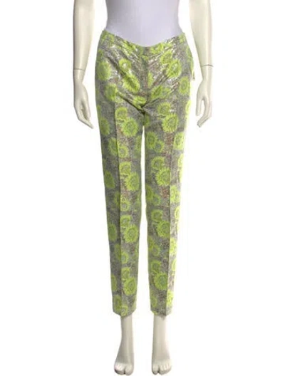 Pre-owned Msgm Printed Straight Leg Pants In Green