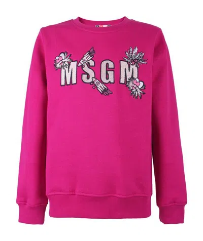 Msgm Printed Sweater In Pink