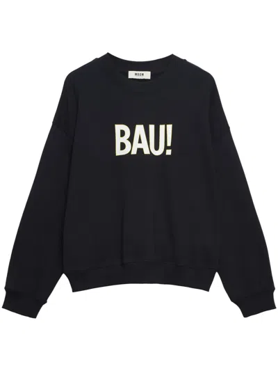 Msgm Printed Sweatshirt In Black