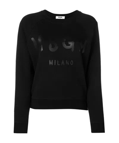 Msgm Printed Sweatshirt In Black