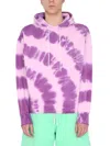 Msgm Tie Dye Cotton Jersey Sweatshirt Hoodie In Lilac