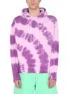Msgm Tie Dye Cotton Jersey Sweatshirt Hoodie In Purple