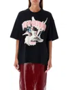 Msgm Graphic Crew Neck T-shirt Relaxed Fit In Black