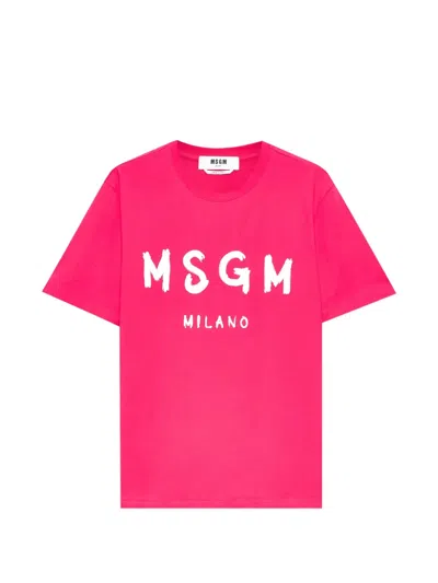 Msgm Printed T-shirt In Pink
