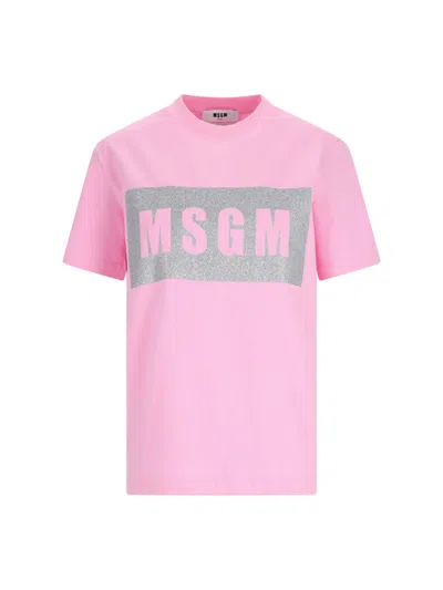 Msgm Printed T-shirt In Pink