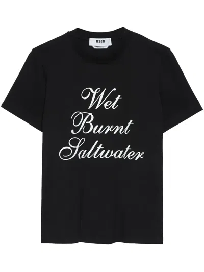 Msgm Printed T-shirt In Schwarz