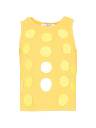 Msgm Kids' Printed Tank Top In Yellow