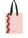 Msgm Printed Tote Bag In Red