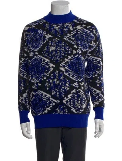 Pre-owned Msgm Printed Turtleneck Pullover In Blue