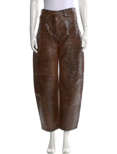 Pre-owned Msgm Printed Wide Leg Pants In Brown