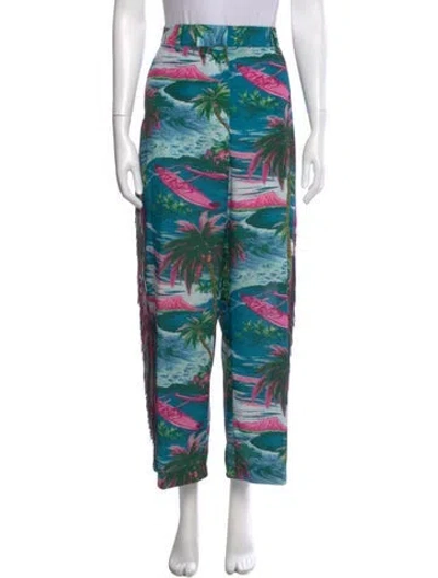 Pre-owned Msgm Printed Wide Leg Pants In Multi