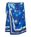 Msgm Printed Wrapped Midi Skirt In Blue